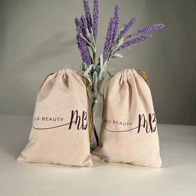 Customized Logo Cotton Drawstring Bag for School Bag Trolley Eco Friendly Muslin