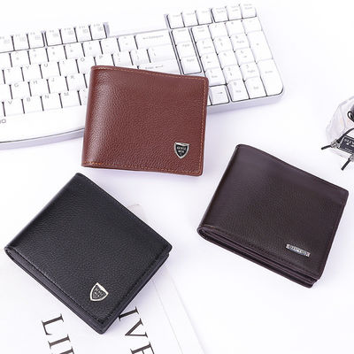 Men's Bifold Crazy Horse Real Leather Wallet with 2 ID Window Full Grain Leather