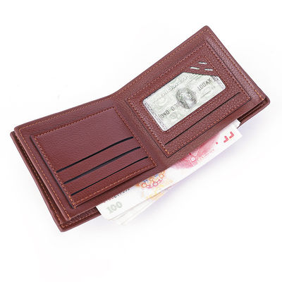 Men's Bifold Crazy Horse Real Leather Wallet with 2 ID Window Full Grain Leather