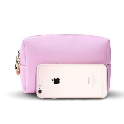 Makeup Cosmetic Bag Non Woven Durable Zipper Pouch Washable Eco Friendly Pink OEM/ODM