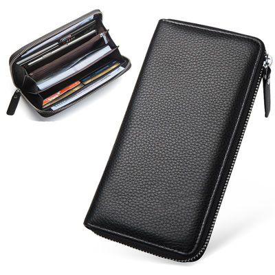 Men's Slim Genuine Real Leather Wallet Holder Purse with Custom Logo from Customized