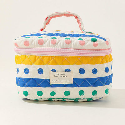 Floral Puffy Quilted Makeup Bag for Daily Life Ins Travel Student Tote Large Capacity
