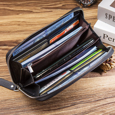 Men's Slim Genuine Real Leather Wallet Holder Purse with Custom Logo from Customized