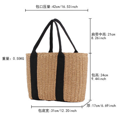 Women's Bali Vacation Shopping Bag Handmade Straw Tote Bag with Large Capacity
