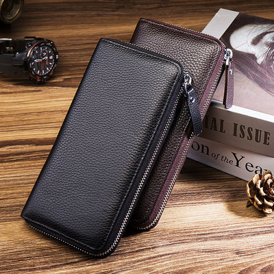 Men's Slim Genuine Real Leather Wallet Holder Purse with Custom Logo from Customized