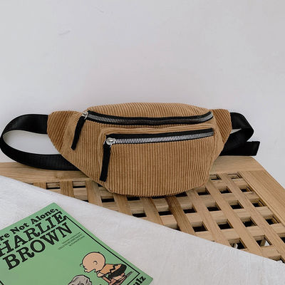 Unisex Corduroy Waist Bag for Running and Gym Featuring Customized Logo