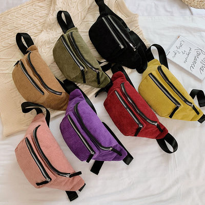 Unisex Corduroy Waist Bag for Running and Gym Featuring Customized Logo