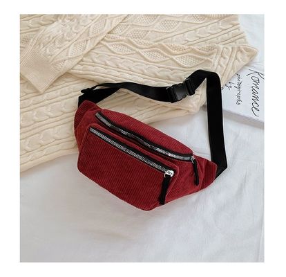Unisex Corduroy Waist Bag for Running and Gym Featuring Customized Logo