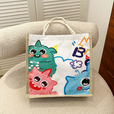 2024 Children's Custom Cartoon Shoulder Bag for Beach Leisure Travel Canvas Tote Bag