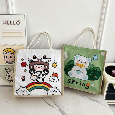 2024 Children's Custom Cartoon Shoulder Bag for Beach Leisure Travel Canvas Tote Bag