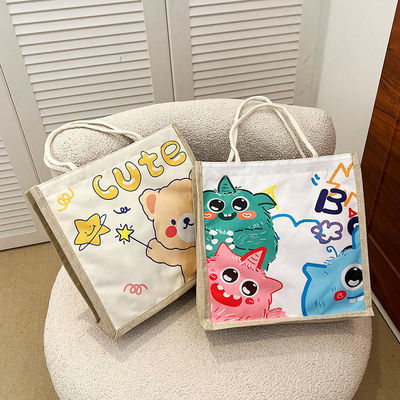2024 Children's Custom Cartoon Shoulder Bag for Beach Leisure Travel Canvas Tote Bag