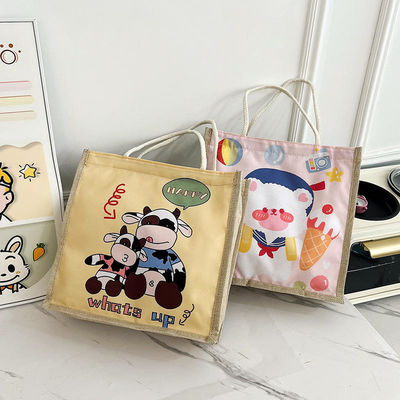 2024 Children's Custom Cartoon Shoulder Bag for Beach Leisure Travel Canvas Tote Bag