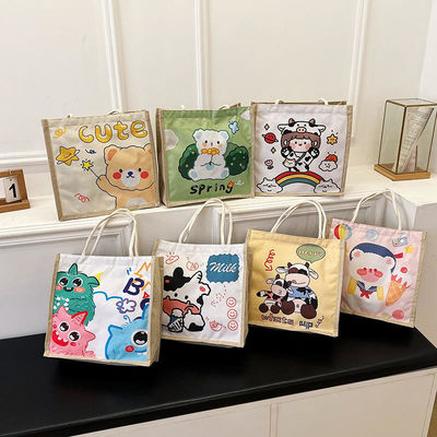 2024 Children's Custom Cartoon Shoulder Bag for Beach Leisure Travel Canvas Tote Bag
