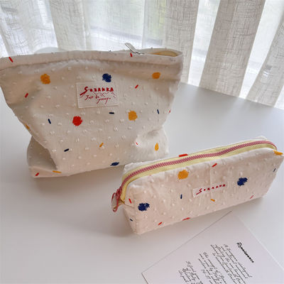 Box Style Cowhide Makeup Bag Customized Print Portable Ladies Handbags Cosmetic Pouch