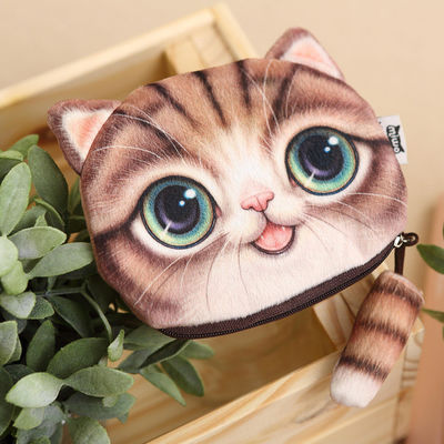 Customized Color Kids Wallet Little Girl Purses Coin Pouch Cartoon 3D Cat Zipper Kawaii Wallet Coin Purse