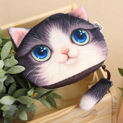 Customized Color Kids Wallet Little Girl Purses Coin Pouch Cartoon 3D Cat Zipper Kawaii Wallet Coin Purse