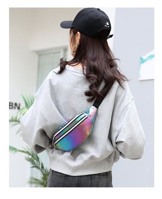 Stylish Customized Color Holographic Fanny Pack Waist Bag for Girls Laser PU Material
