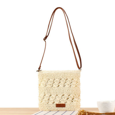 Summer Beach Woven Crossbody Straw Bag For Women with Polyester Lining and Open Closure