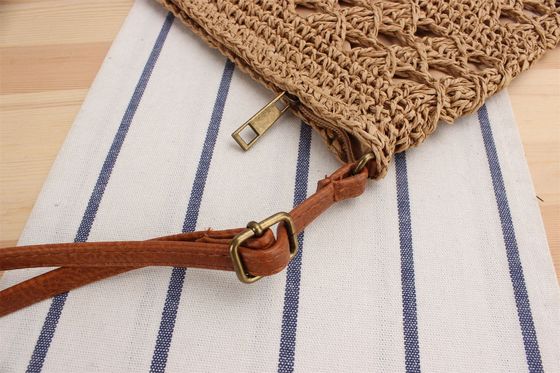 Summer Beach Woven Crossbody Straw Bag For Women with Polyester Lining and Open Closure