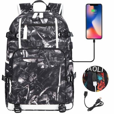 Customized Tote Bag Pattern Type Backpack for Fashion Girls and Boys USB Port Charging