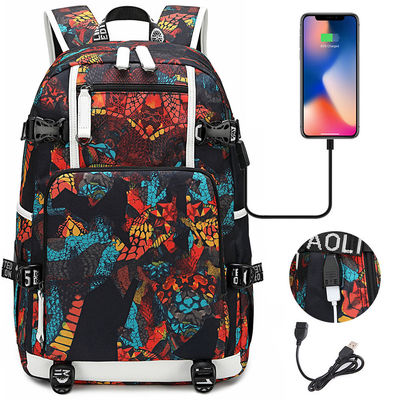 Customized Tote Bag Pattern Type Backpack for Fashion Girls and Boys USB Port Charging