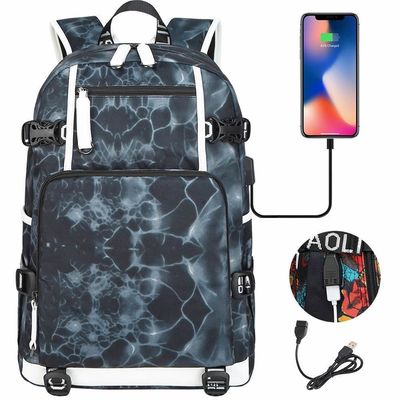 Customized Tote Bag Pattern Type Backpack for Fashion Girls and Boys USB Port Charging