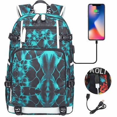 Customized Tote Bag Pattern Type Backpack for Fashion Girls and Boys USB Port Charging