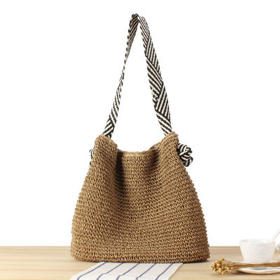 Korean Style Straw Braid Shoulder Bag for Women Beach Knotted Strap Summer Holiday