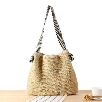 Korean Style Straw Braid Shoulder Bag for Women Beach Knotted Strap Summer Holiday