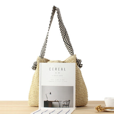 Korean Style Straw Braid Shoulder Bag for Women Beach Knotted Strap Summer Holiday