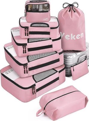Custom Logo Accepted Unisex Travel Bags 8 Set Packing Cubes with Laundry Bag and Storage