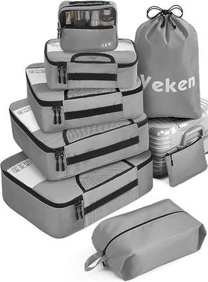 Custom Logo Accepted Unisex Travel Bags 8 Set Packing Cubes with Laundry Bag and Storage