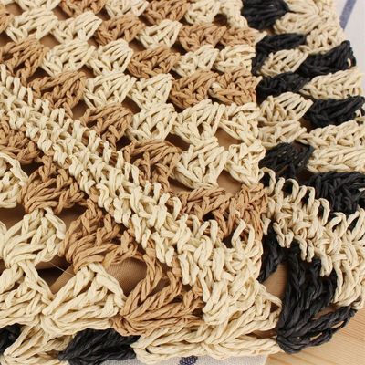 Women's Eco-friendly Handwoven Beach Bag with Hollow Out Flower Design and PU Leather Strap