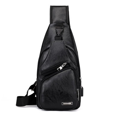 Customized Size Newest Fashinable Mens PU Leather Chest Bags with USB Charging Port