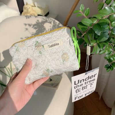 Travel Makeup Cosmetic Bag Case Custom Cotton Canvas Pouch Toiletry Floral Makeup Bag