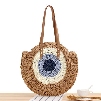 Summer Half Round Ethnic Style Saddle Straw Woven Beach Handmade Rattan Bag for Unisex