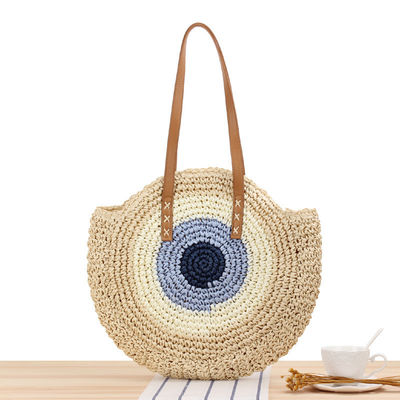 Summer Half Round Ethnic Style Saddle Straw Woven Beach Handmade Rattan Bag for Unisex