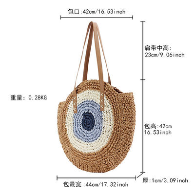 Summer Half Round Ethnic Style Saddle Straw Woven Beach Handmade Rattan Bag for Unisex