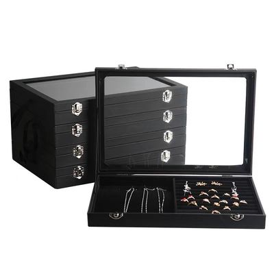 Custom Logo Accepted PU Leather Jewelry Holder for Necklace Rings Earrings Storage