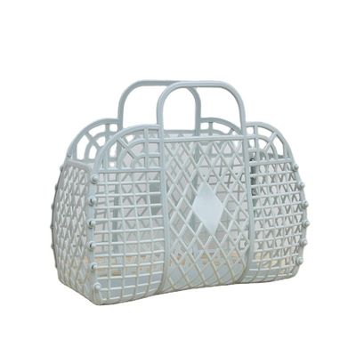 Kids Beach Bag Reusable Gift Basket Open Closure Plastic Tote Bag for Girls and More
