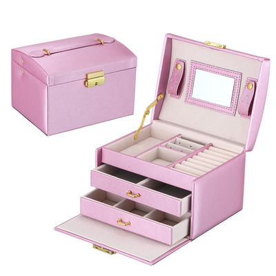 Accepable OEM/ODM Fashion Suit Travel Jewelry Boxes with Large Storage in Pu Leather