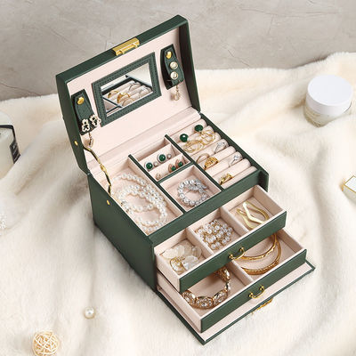 Accepable OEM/ODM Fashion Suit Travel Jewelry Boxes with Large Storage in Pu Leather