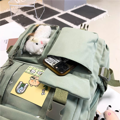 Female Primary Secondary Student Oxford Cloth Wind Backpack with Interior Compartment