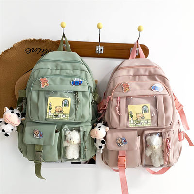 Female Primary Secondary Student Oxford Cloth Wind Backpack with Interior Compartment