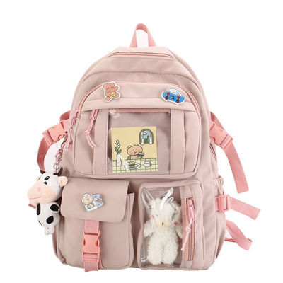 Female Primary Secondary Student Oxford Cloth Wind Backpack with Interior Compartment