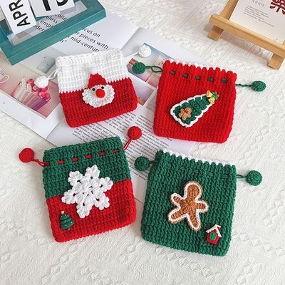 Handmade Crochet Pocket Bag Bundle Santa Claus Change Bags Coin Purse Christmas Gifts