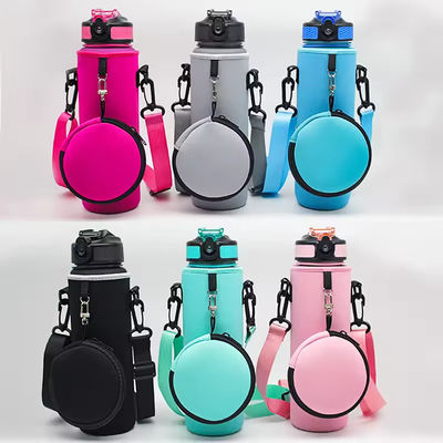 Customized Logo Neoprene Water Bottle Cooler with Adjustable Shoulder Strap and Pouch