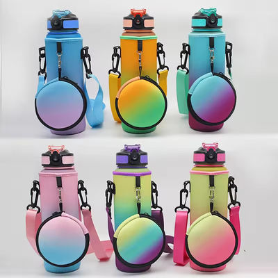 Customized Logo Neoprene Water Bottle Cooler with Adjustable Shoulder Strap and Pouch