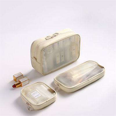 Solid Pattern Type Nylon Mesh Toiletry Makeup Cosmetic Bag Set with Custom Letters Logo