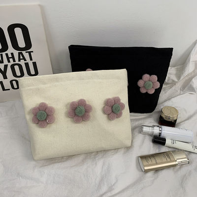 Small Blank Zipper Cotton Canvas Cosmetic Make Up Bag With Logo for Customized Color